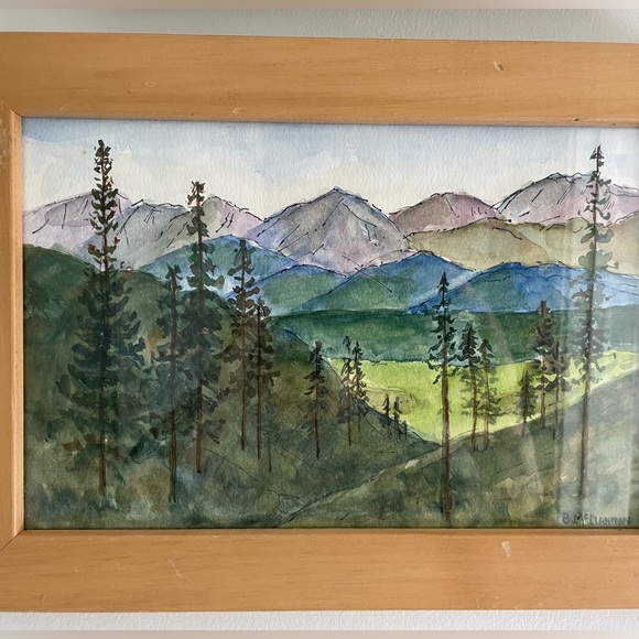 Watercolor , Blue Ridge Mtns, signed B. McClannan professionally framed. - Picture 3 of 6